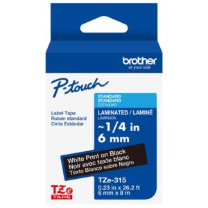 Brother Laminated Tape 8m X 6mm White On Black