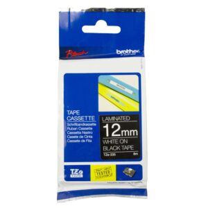 Brother 12mm White On Black Laminated Tape