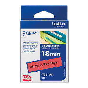 Brother Laminated Tape 8m X 18mm Black On Red