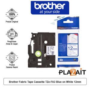 Brother 12mm Blue On White Iron-on Fabric Tape
