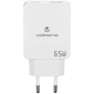 Volkano Potent Duo series 65W Dual USB and USB-C PD Compact Wall Charger