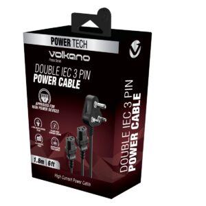 Volkano Presto Series Power Cable 3 Pin Iec To Type-m 1.8m 10a