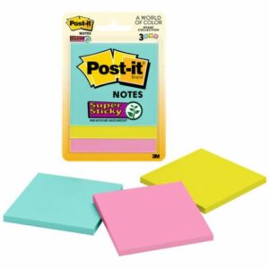 3M Notes 76×76 Post-it Super Sticky Miami 3pk