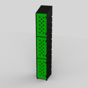 3 TIER ECOLITE PLASTIC LOCKER - SLANT TOP PERFORATED DOORS