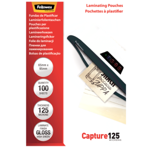 Fellowes Laminating Pouches 65 x 95mm 125 MIC 100 Pack Advanced 65 x 95mm 125 micron 100 Pack