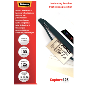 Fellowes Laminating Pouches 75 x 105mm 125 MIC 100 Pack Advanced 75 x 105mm 125 micron 100 Pack