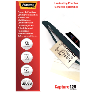 Fellowes Laminating Pouches A6 125 MIC 100 Pack Advanced 111 x 154mm 125 micron 100 Pack