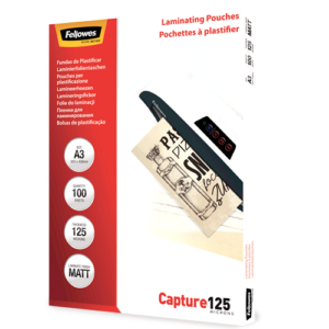 Fellowes Laminating Pouches A3 125 MIC 100 Pack Advanced Matt