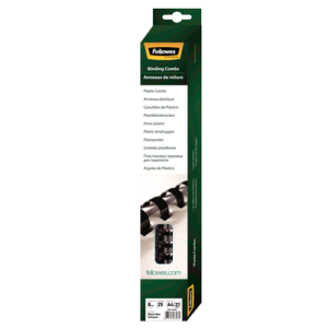 Fellowes Binding Combs Fellowes 8mm Comb Retail Pack Black 21 - 40 21 ring 25 Pack