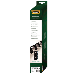 Fellowes Binding Combs Fellowes 12mm Comb Retail Pack Black 56 - 80 21 ring 25 Pack