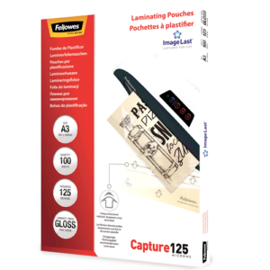 Fellowes Laminating Pouches A3 125 MIC 100 Pack Basic 303mm x 426mm 125micron 100 Pack